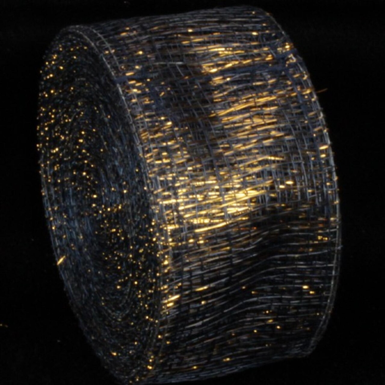 The Ribbon People Black and Silver Colored Wired Abaca Fiber Ribbon 2 x 64 Yards